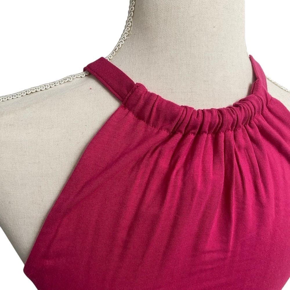 Rachel Zoe Fuchsia Pink Halter Maxi Dress Tiered Hem NWT Size Small - Picture 4 of 14